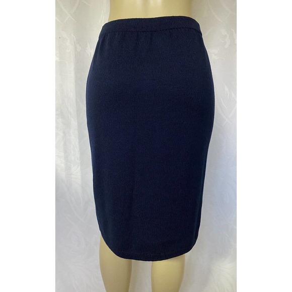 St John Santana Knit Skirt Pencil Straight Navy Blue Wool Blend Classic … - Picture 4 of 6
